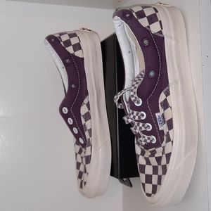 Checkered Purple and White Vans